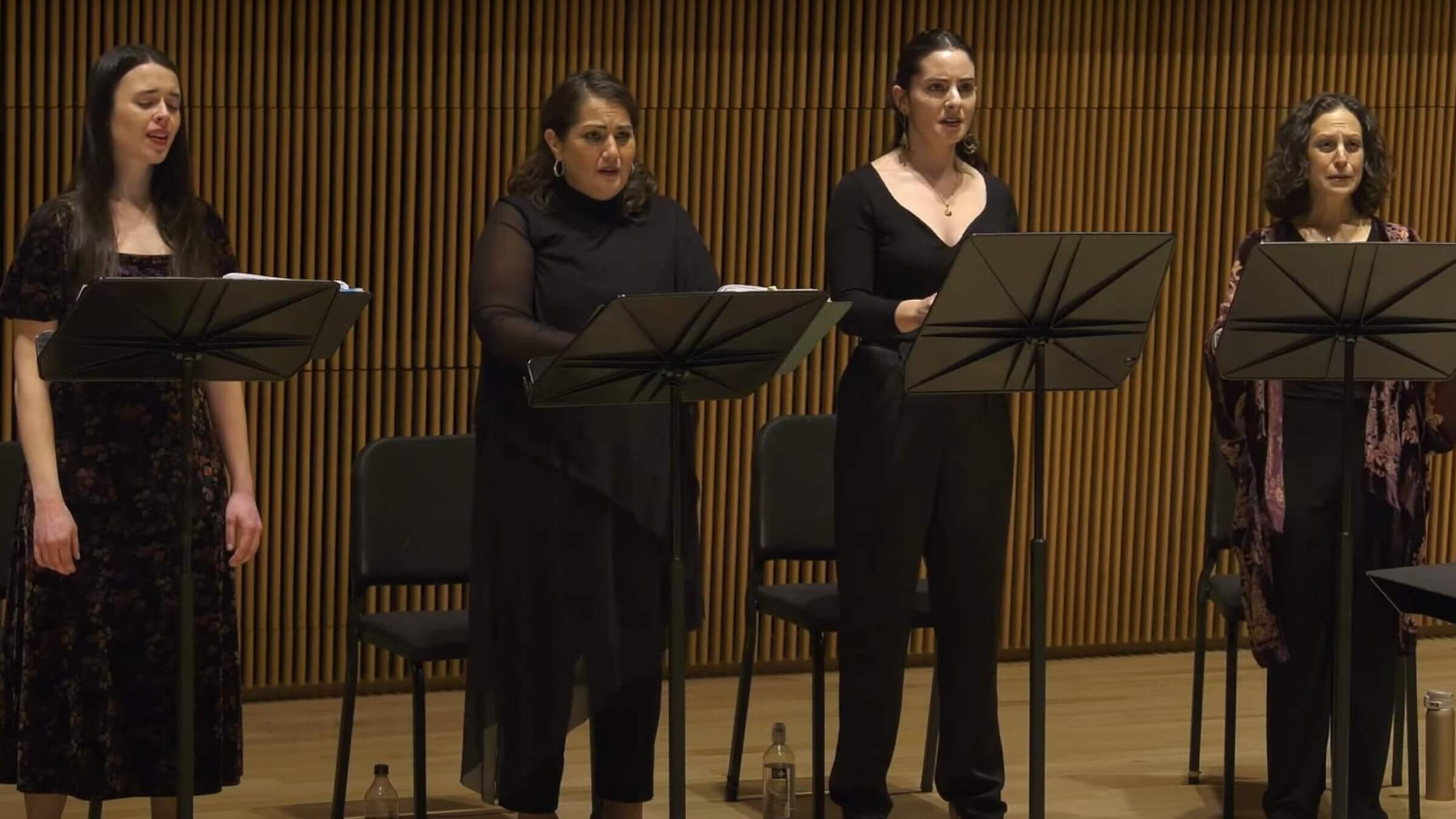 The cast of <i>Tevye's Daughters</i> in an early performance.
