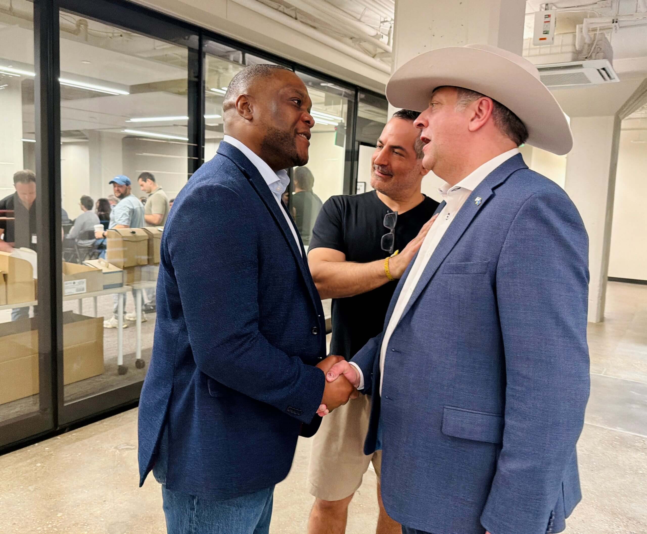 Mayor Monroe Nichols chats with people on the Tulsa Tomorrow retreat.