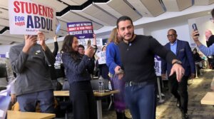 Michigan U.S. Senate candidate Abdul el-Sayed greets supporters at a rally in Ann Arbor, Michigan, April 7, 2026. The rally also featured Twitch streamer Hasan Piker, who has been accused of antisemitism. 