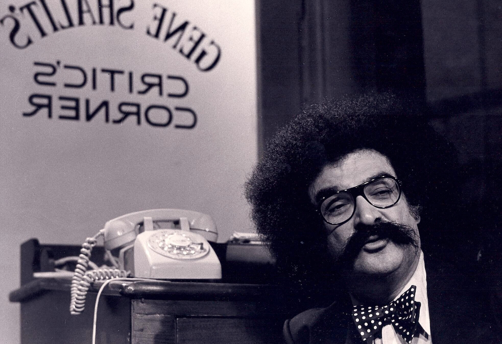 Gene Shalit, during his 'Critics Corner' segment, on the 'Today Show' set at NBC Studios, New York, New York, 1970s. 