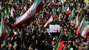 Pro-regime Iranians gather for a massive memorial march marking the 40th day following the death of the former supreme leader, Ayatollah Ali Khamenei, in Tehran, April 9, 2026.
