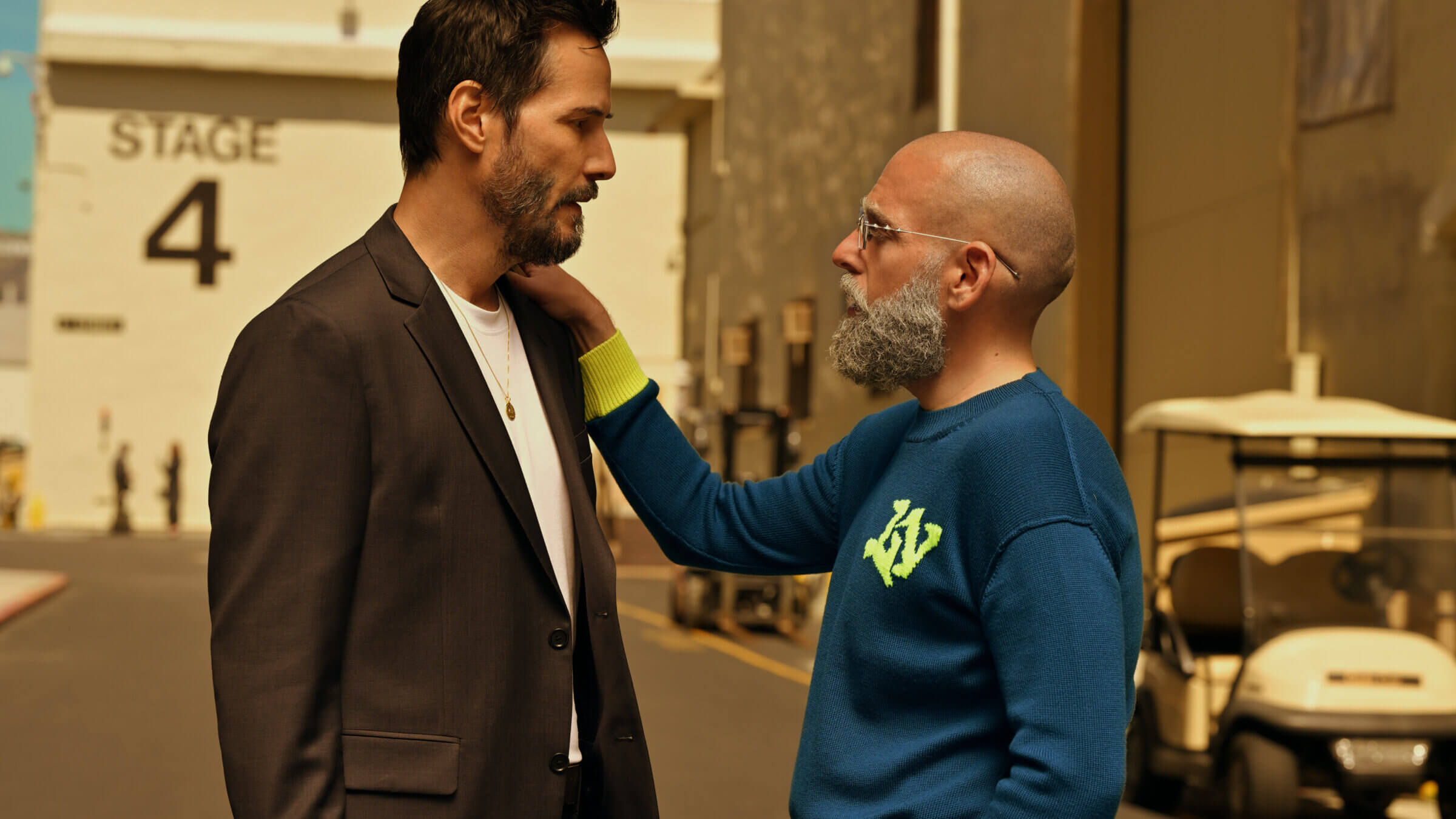 Keanu Reeves and Jonah Hill in <i>The Outcome.</i>
