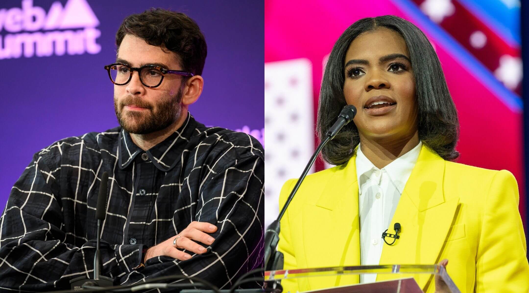 Hasan Piker (L) and Candace Owens (R) are the subjects of a new bipartisan House resolution condemning antisemitism introduced by Reps. Mike Lawler and Josh Gottheimer. (Lev Radin/Pacific Press/LightRocket via Getty Images)(Noushad Thekkayil/NurPhoto via Getty Images)