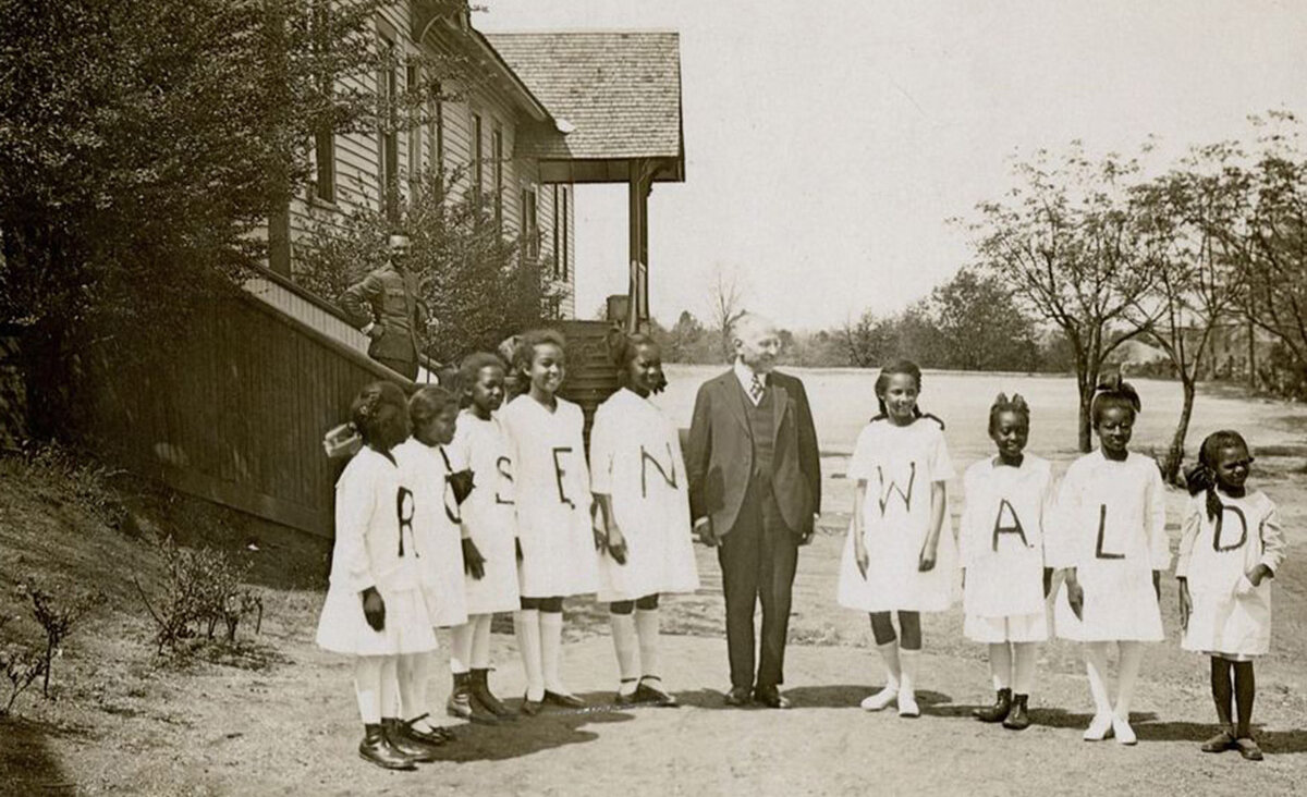 Julius Rosenwald with students from one of his nearly 5,000 schools for Black students across 15 states.