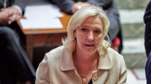 President of the Rassemblement National parliamentary group, Marine Le Pen, attends a session of questions to the government at the National Assembly, France’s lower house of parliament, in Paris on April 14, 2026. 