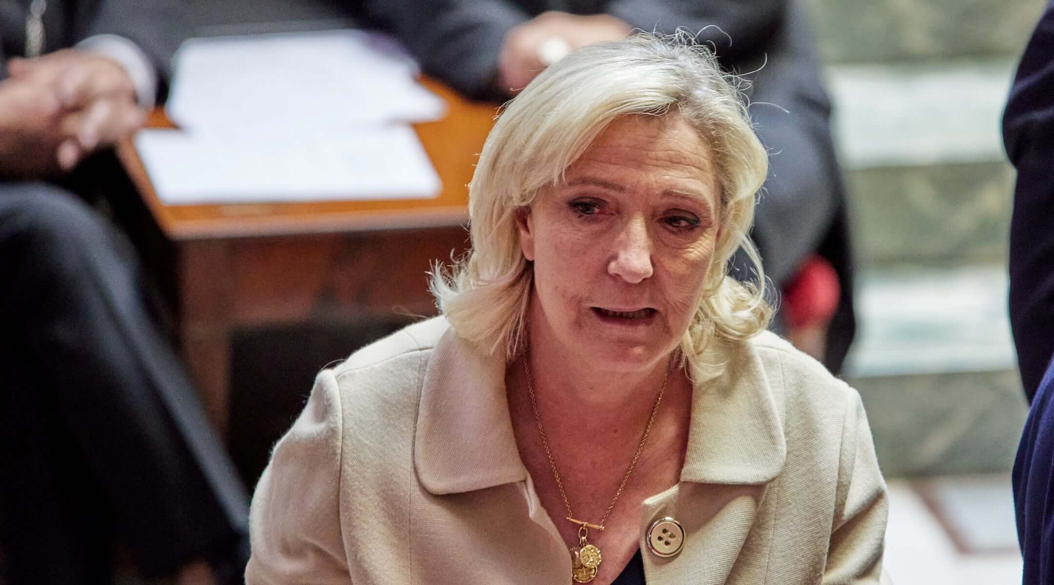 President of the Rassemblement National parliamentary group, Marine Le Pen, attends a session of questions to the government at the National Assembly, France’s lower house of parliament, in Paris on April 14, 2026. 