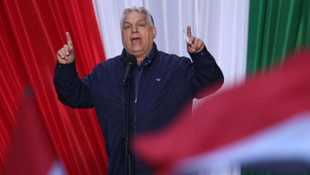 Hungarian Prime Minister Viktor Orbán speaks to voters at an election campaign rally two days before parliamentary elections on April 10.