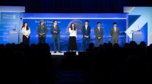Members of the national board of J Street U, the liberal Zionist groups campus wing, speak at their 2026 convention in Washington, D.C.