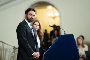 New York City Mayor Zohran Mamdani and Council Speaker Julie Menin on April 28.