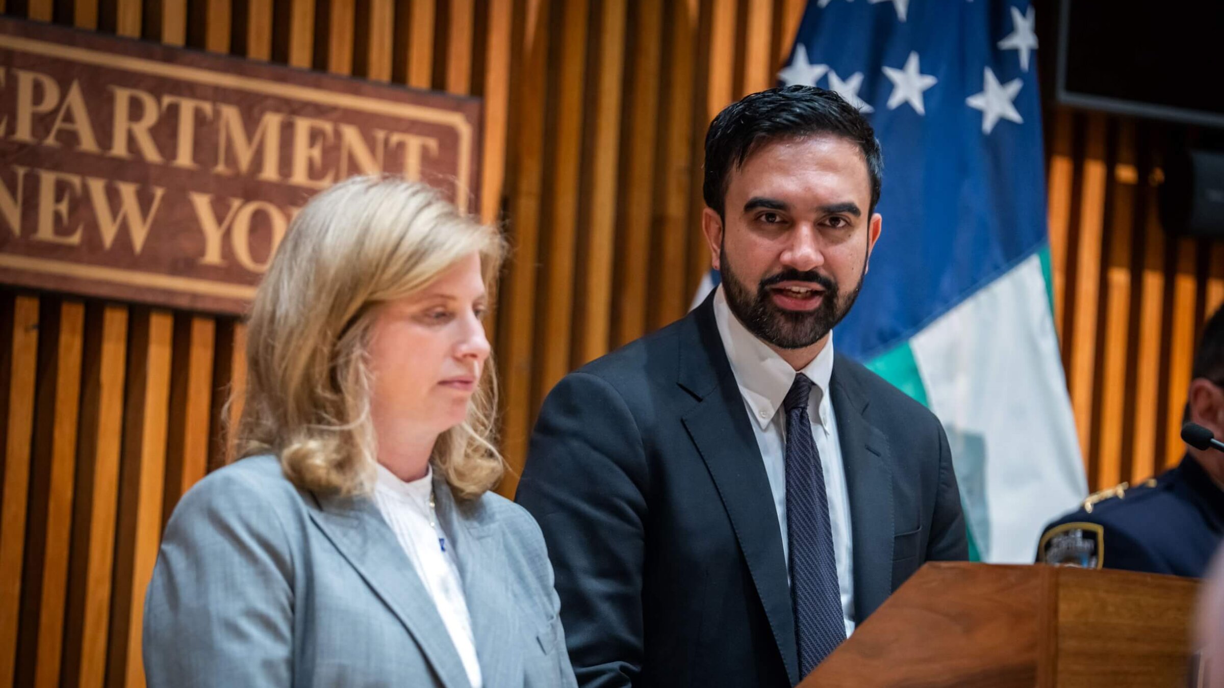 NYC Mayor Zohran Mamdani and NYPD commisioner Jessica Tisch on May 28. 