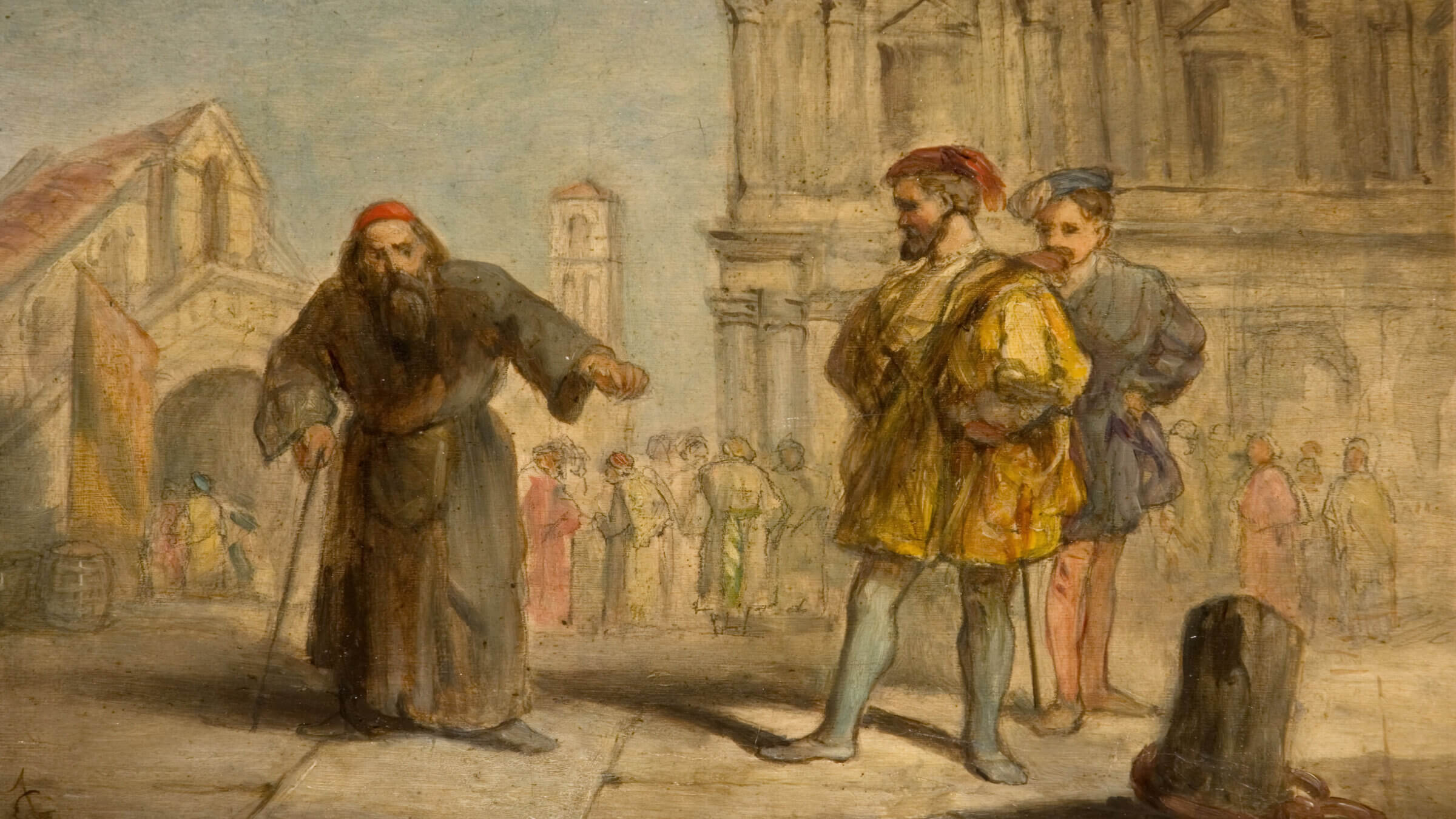 A scene from 'The Merchant Of Venice,' 1865. 