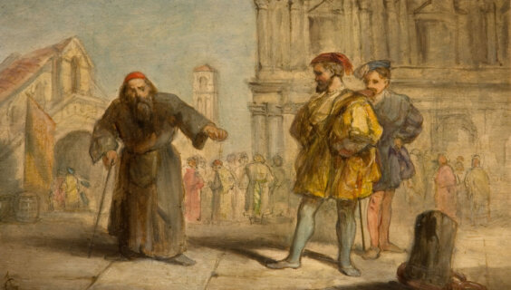 A scene from 'The Merchant Of Venice,' 1865. 