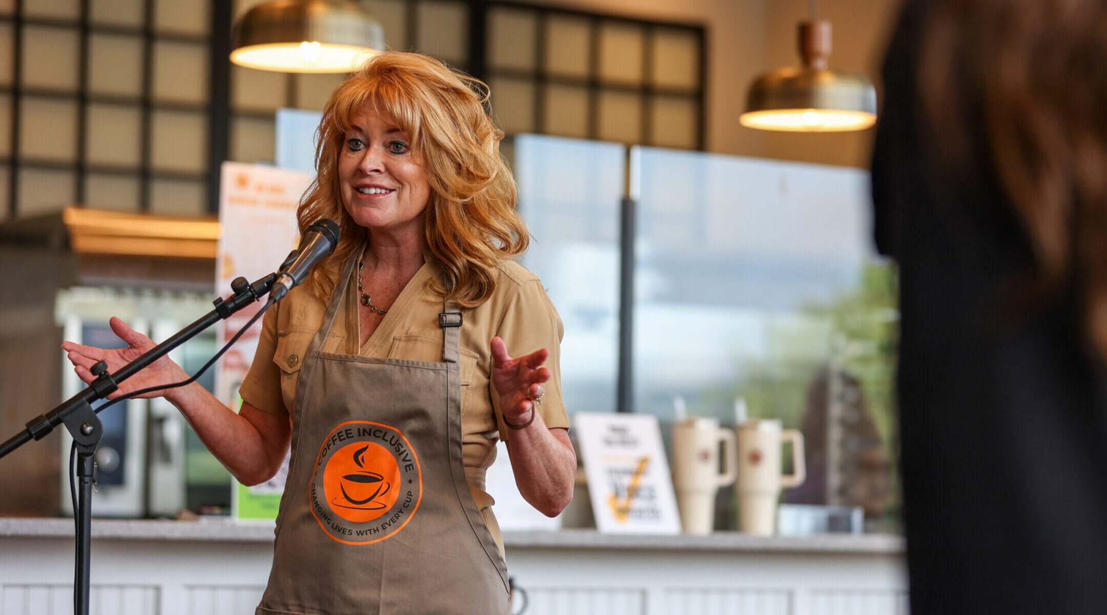 Pa. State Treasurer Stacy Garrity speaks during a visit to Coffee Inclusive in Pittston, Pa., Aug. 14, 2025. (Jason Ardan/The Citizens’ Voice via Getty Images)