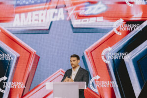 US conservative political commentator Ben Shapiro speaks during Turning Point's annual AmericaFest conference in remembrance of late right-wing political activist Charlie Kirk, in Phoenix, Arizona on December 18, 2025.