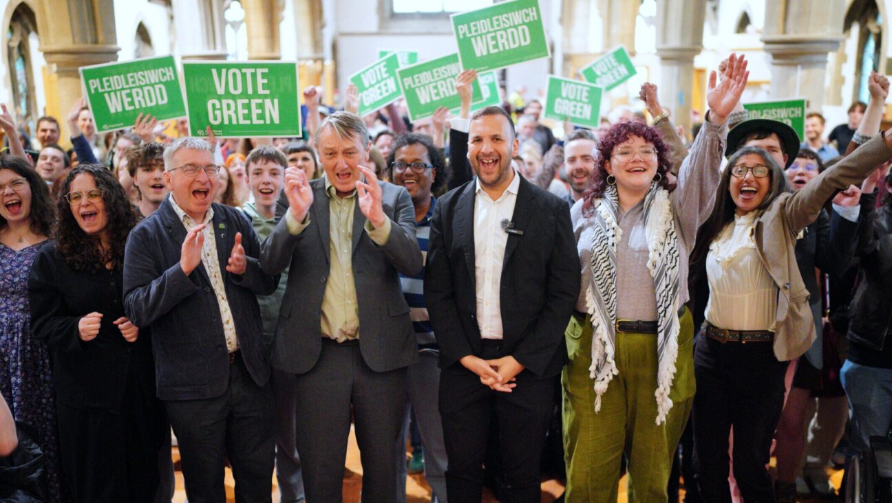 Green Party leader Zack Polanski (center) with party candidates and supporters after making a speech at the Church of Saint John The Evangelist in Cardiff, Wales, ahead of local elections, May 2, 2026. (Ben Birchall/PA Images via Getty Images)