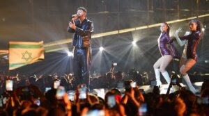 Noam Bettan, representing Israel, performs during the grand finale for the Eurovision Song Contest in the Wiener Stadthalle in Vienna, Austria, May 16, 2026.