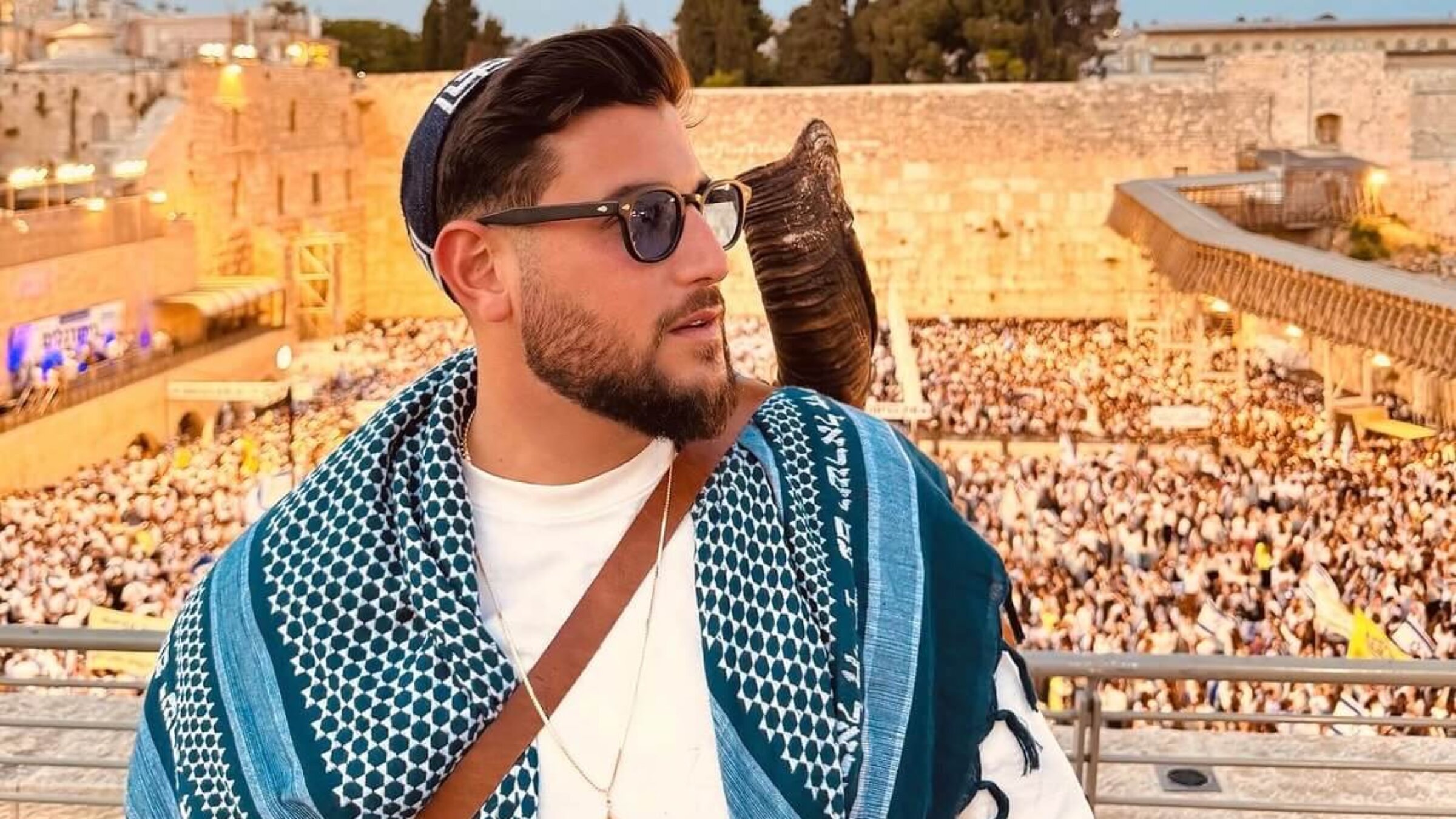 Rudy Rochman wearing a sudra at the Kotel in Jerusalem, Israel