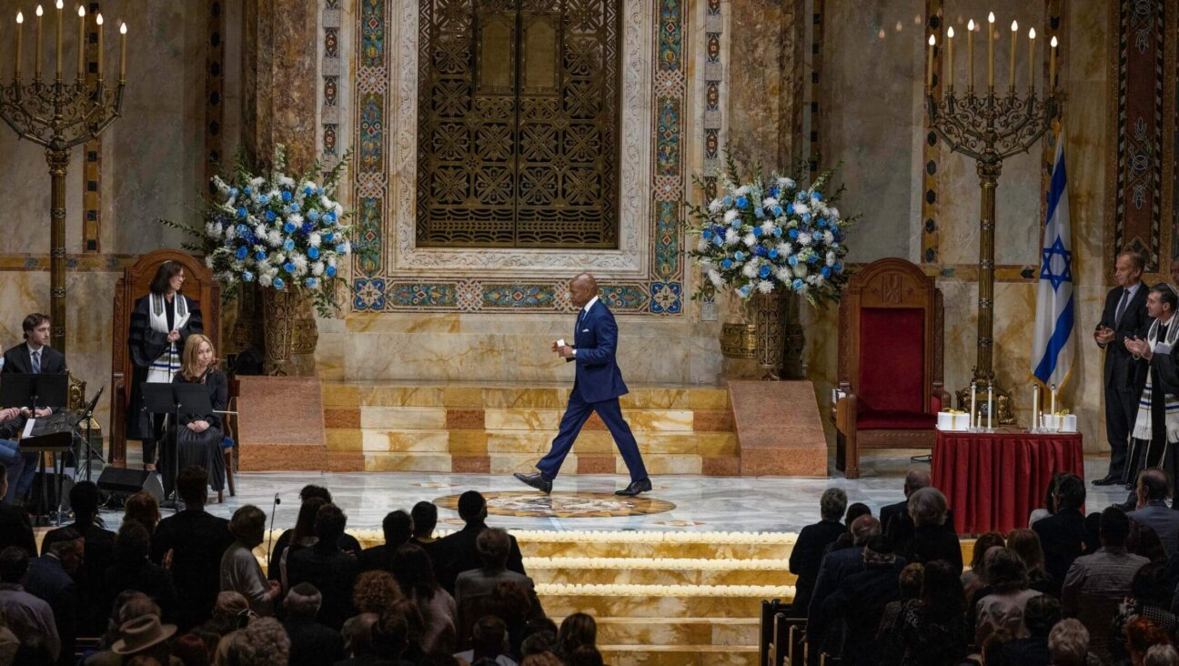 Former New York Mayor Eric Adams spoke to Temple Emanu-El's congregation about New York's response to the Hamas attack in Israel, Oct. 13, 2023.