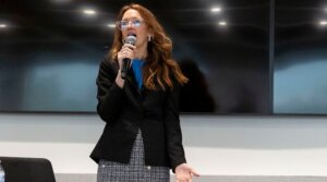 Maureen Galindo participates in a forum held by the League of Women Voters of the San Antonio Area in San Antonio on May 6, 2026.
