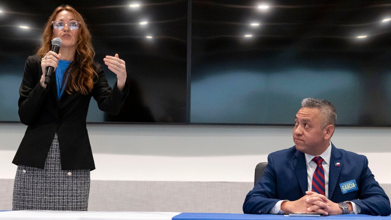 Maureen Galindo, left, and Johnny Garcia, candidates for U.S. House District 35, participate in a forum held by the League of Women Voters of the San Antonio Area in the Sidney Board Room at Brooks in San Antonio on Wednesday, May 6, 2026. (Katina Zentz/San Antonio Express-News via Getty Images)