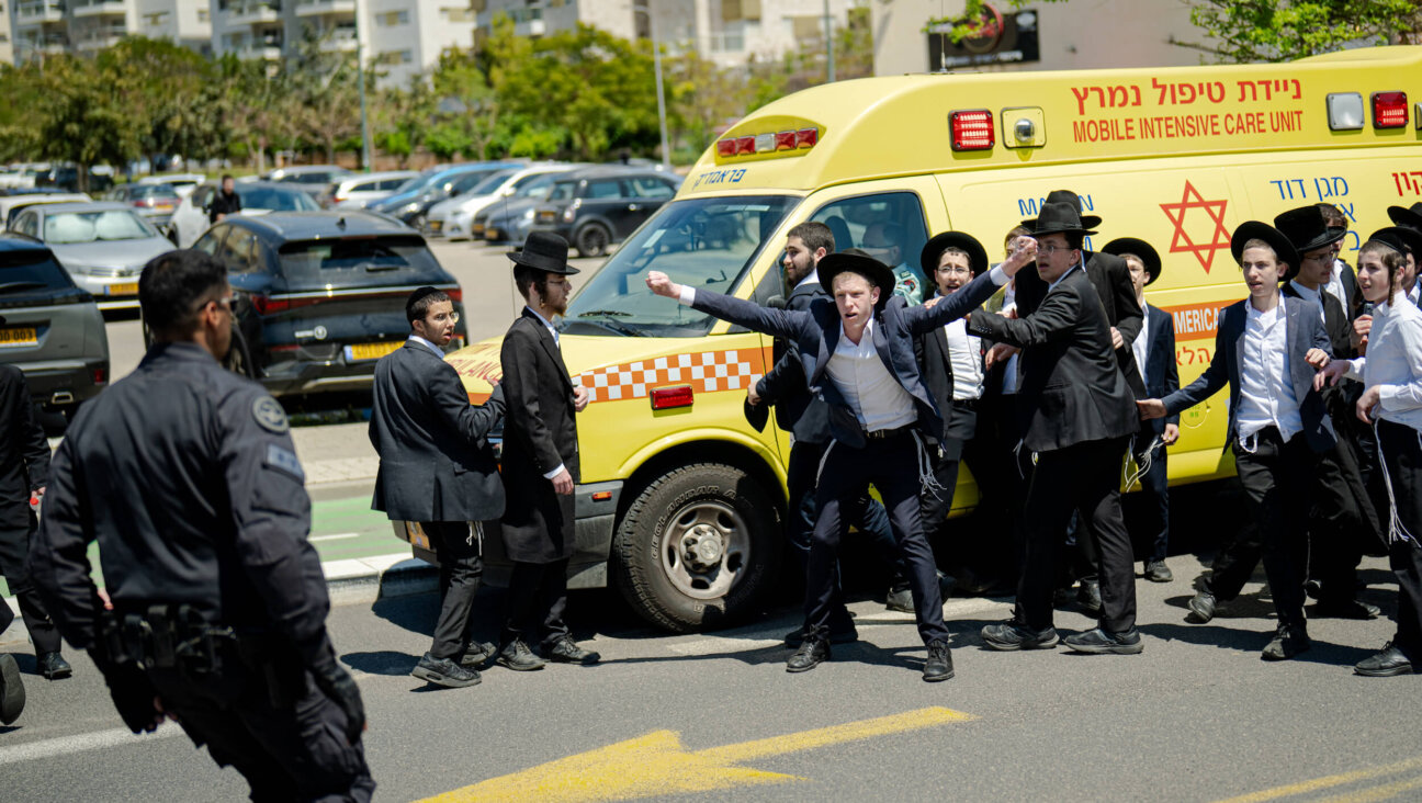 Haredi Jews protest against the military draft outside a recruitment center in Ramat Gan, Israel on April 12.
