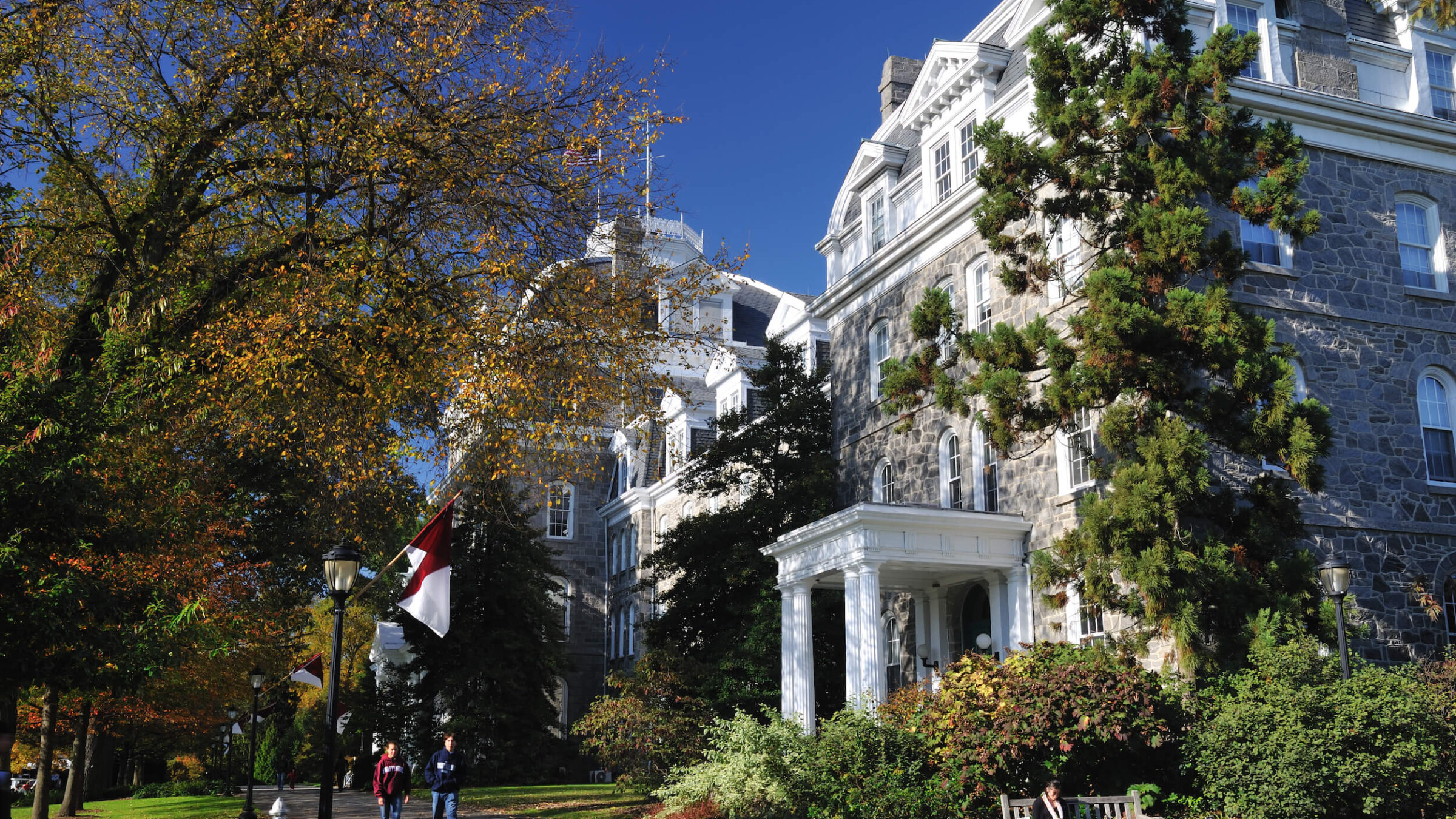 Students on the campus of Swarthmore College.