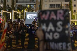 A Tel Aviv peace protest on April 16.