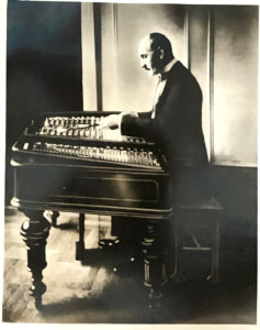 Joseph Moskowitz at the instrument that brought him fame.