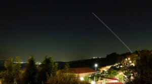 Anti-missile batteries fire interception missiles toward incoming ballistic missiles launched from Iran, as seen over northern Israel, June 7, 2026.