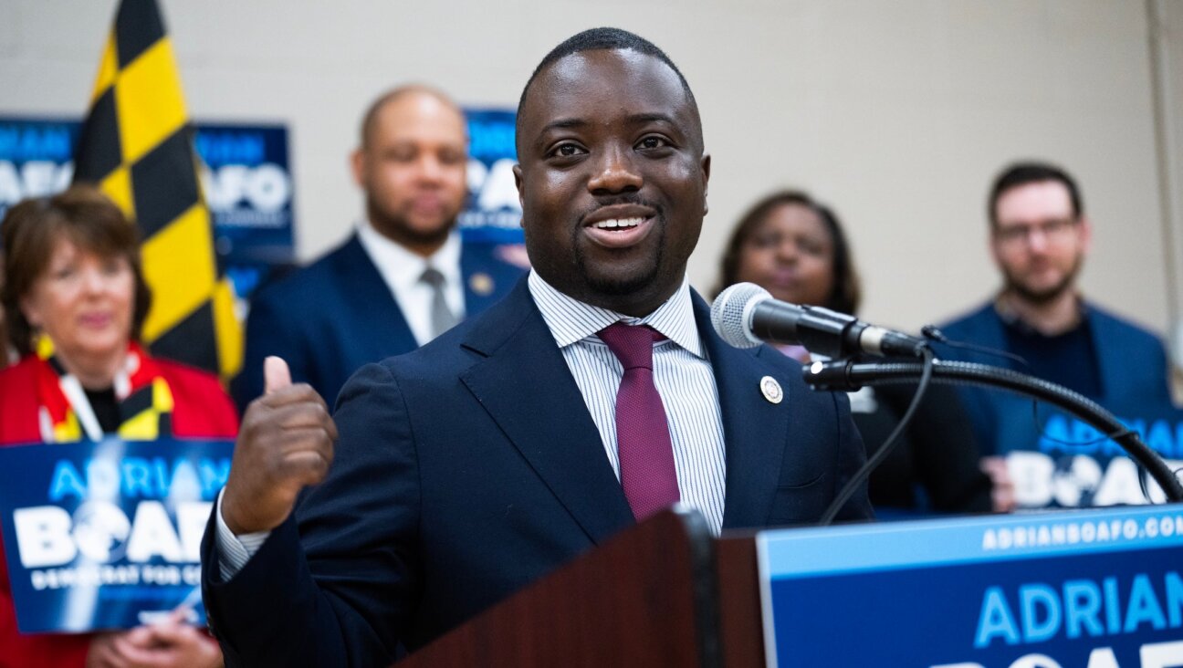 Adrian Boafo speaks during a press conference to kick off a series of meet-the-voter events in his campaign for Maryland’s 5th Congressional District, Bowie, Maryland, March 2, 2026.