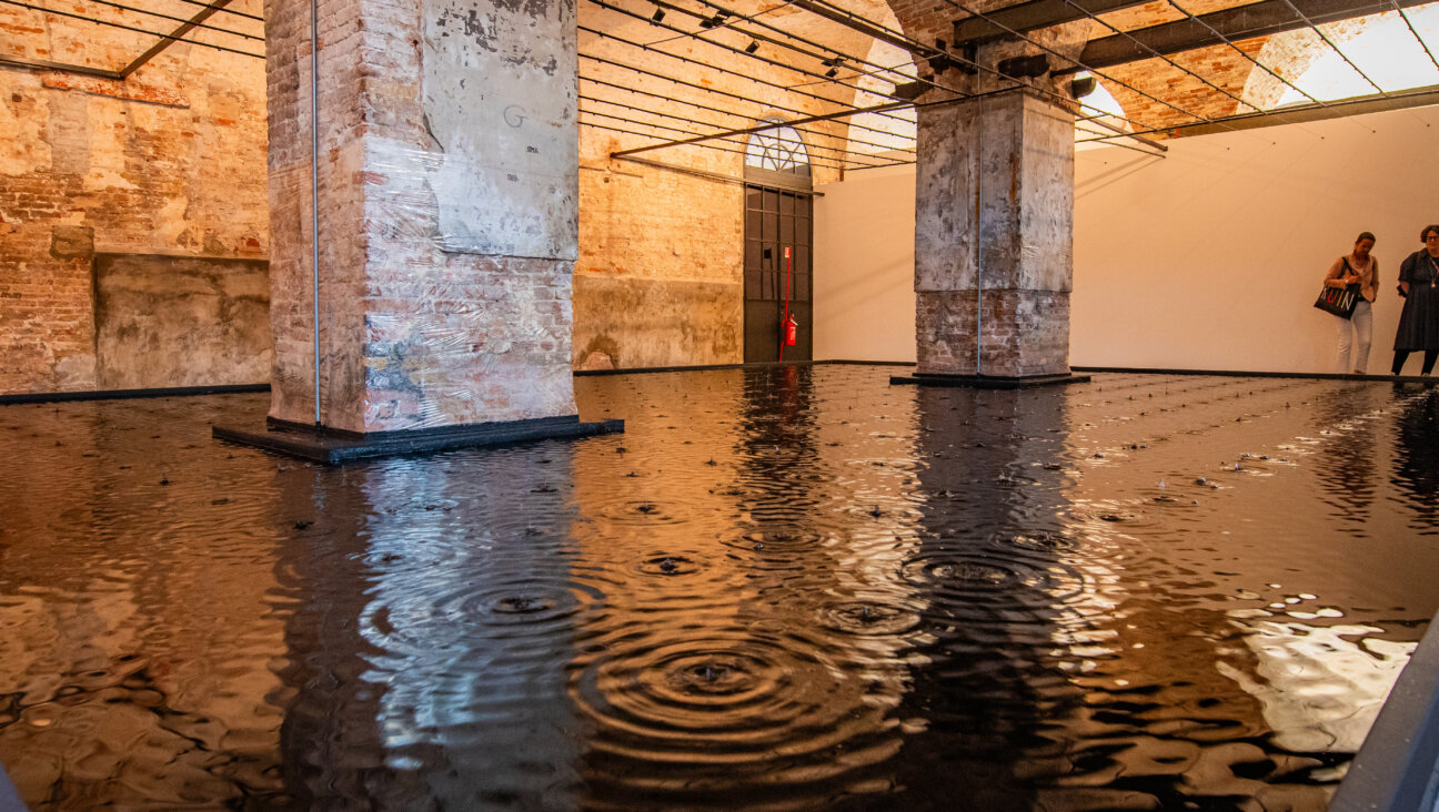 Visitors explore the Israel Pavilion at Arsenale during a press preview for the 61st International Art Exhibition - La Biennale di Venezia on May 07, 2026 in Venice, Italy. 