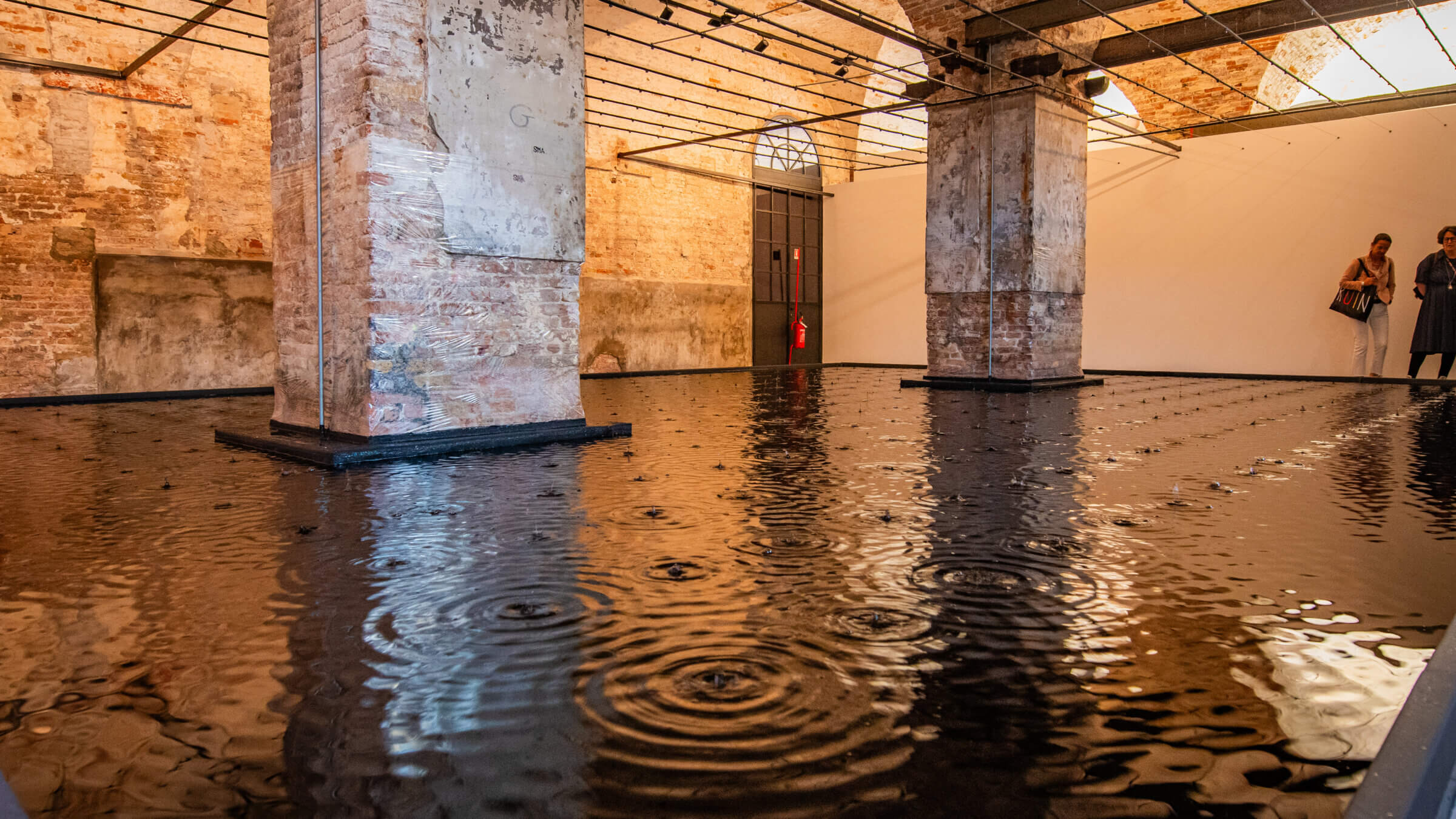 Visitors explore the Israel Pavilion at Arsenale during a press preview for the 61st International Art Exhibition - La Biennale di Venezia on May 07, 2026 in Venice, Italy. 