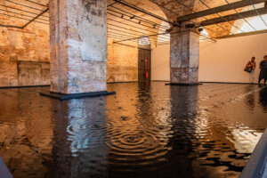 Visitors explore the Israel Pavilion at Arsenale during a press preview for the 61st International Art Exhibition - La Biennale di Venezia on May 07, 2026 in Venice, Italy. 