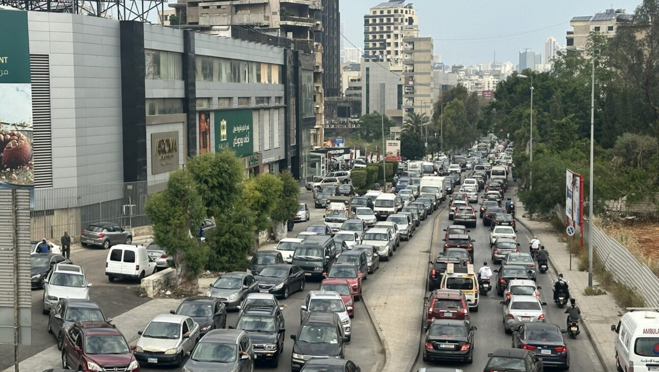 A view of traffic congestion as people leave the Dahiyeh district in southern Beirut, Lebanon, on June 1, 2026, after Israel warned of bombing planned for the area. (Houssam Shbaro/Anadolu via Getty Images)