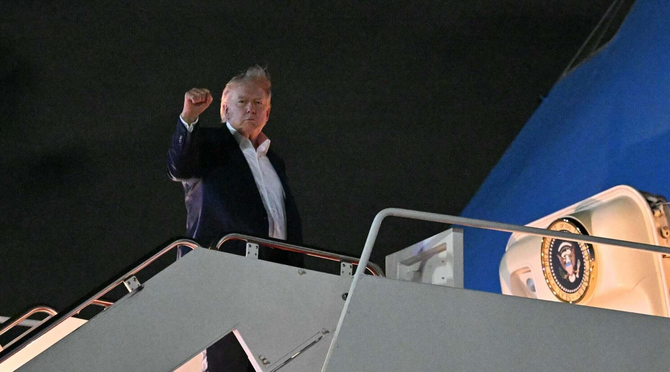 US President Donald Trump boards Air Force One on June 15, 2026, a day after announcing a deal to end the U.S.-Israel war on Iran. (Mandel Ngan / AFP via Getty Images)