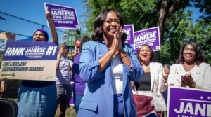 Janeese Lewis George volunteers campaign for her in Washington, D.C., on June 16, 2026.