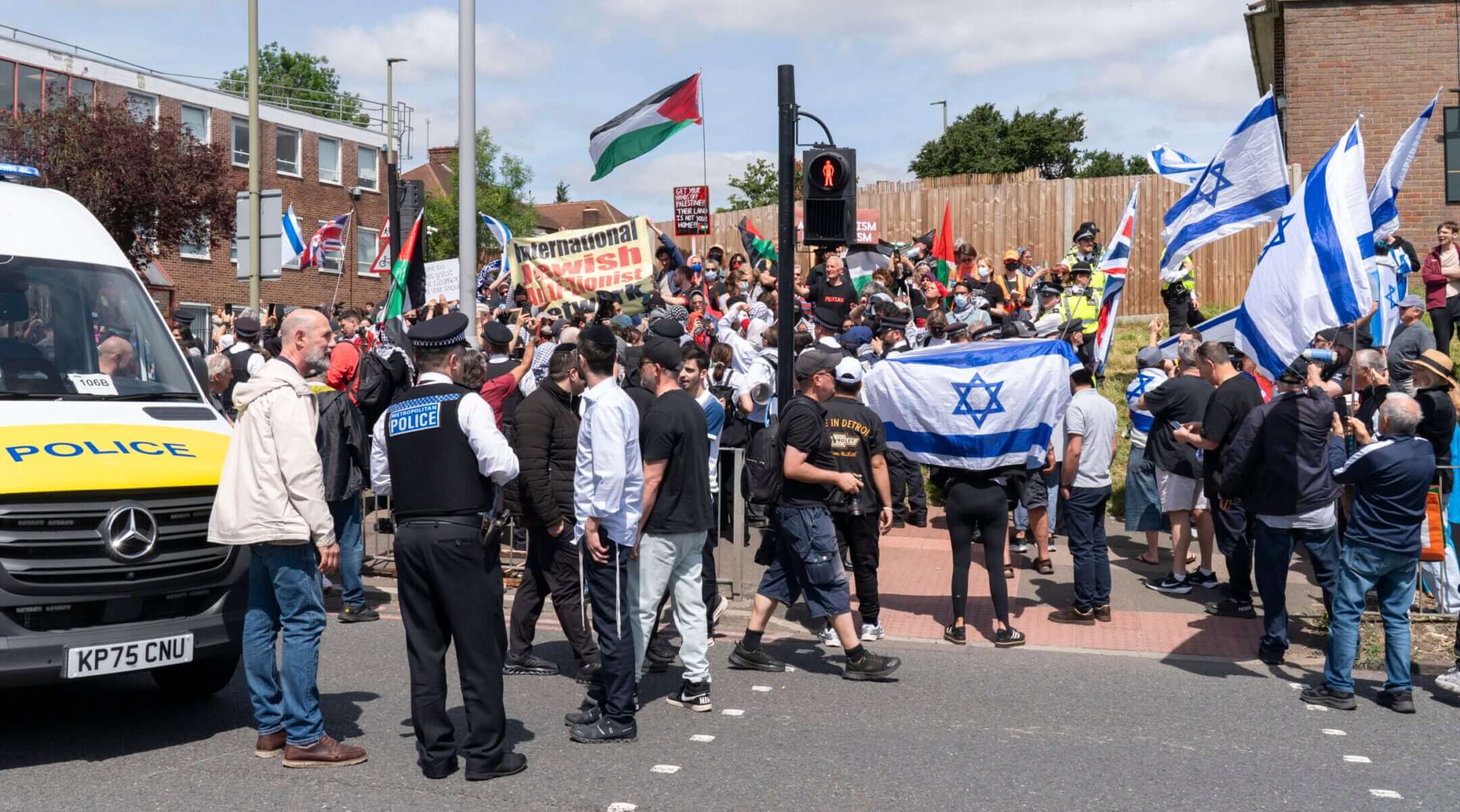 14 arrested during rival protests outside Israeli real estate event held at...