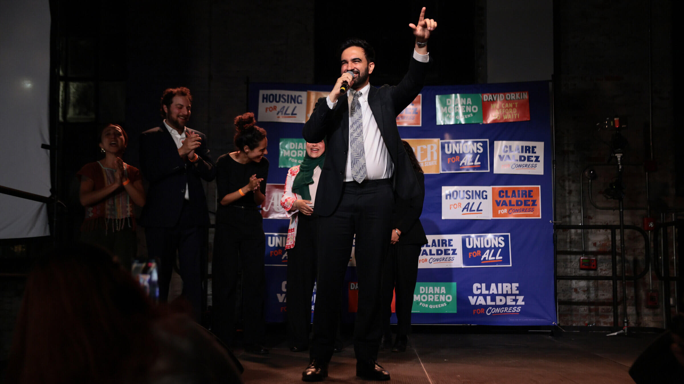 New York City Mayor Zohran Mamdani speaks during a primary-night watch party for NYC Congressional candidate Claire Valdez in Brooklyn on Tuesday.