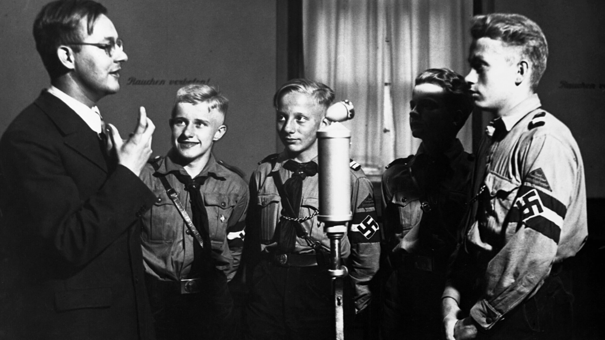 Hitler Youth make a broadcast to German Youth. 
