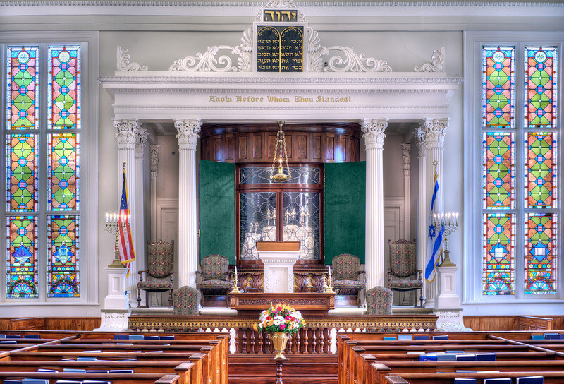 The sanctuary inside Kahal Kadosh Beth Elohim. 