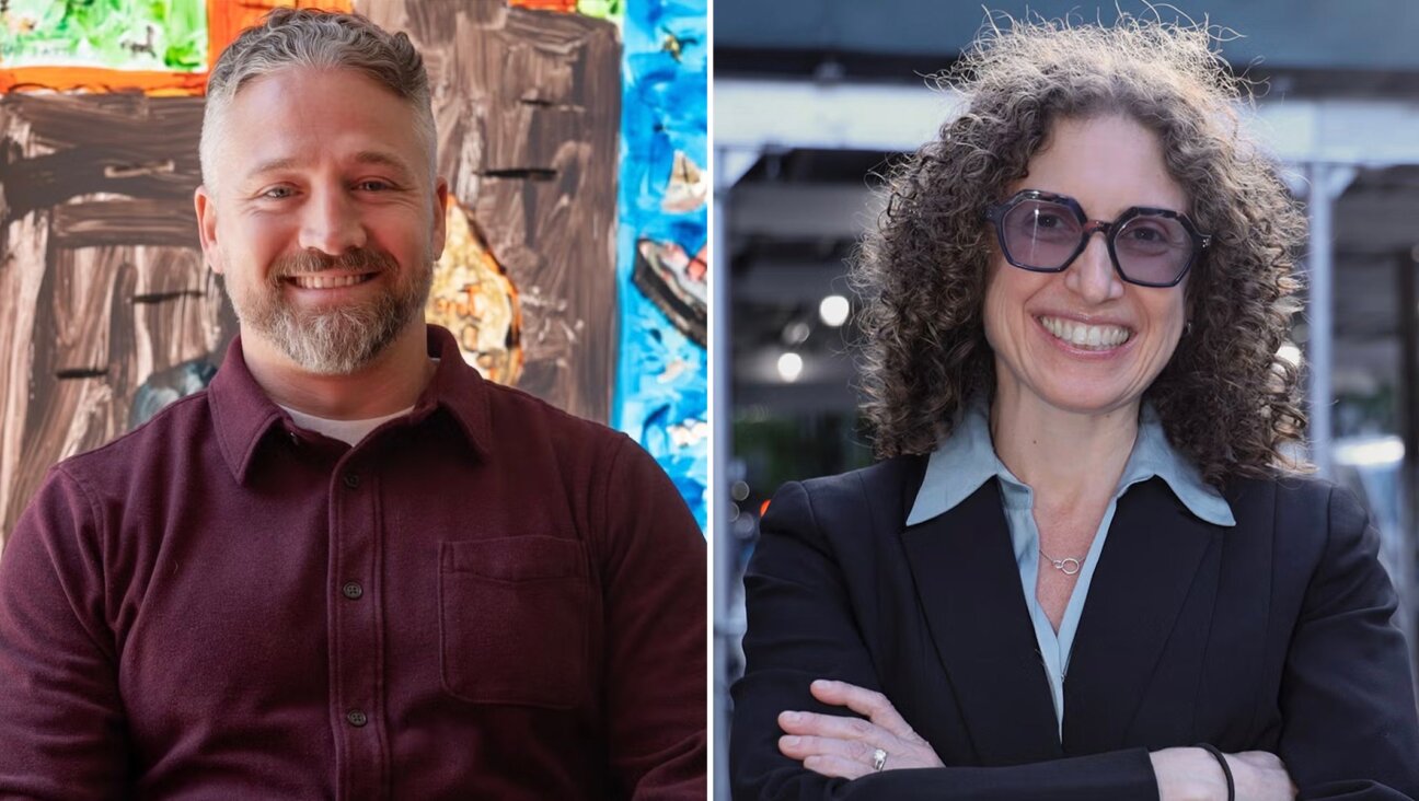 Public Defender Eli Northrup (left) and Rabbi Stephanie Ruskay face off on Tuesday. (Photo by Joseph Strauss and courtesy photo.)