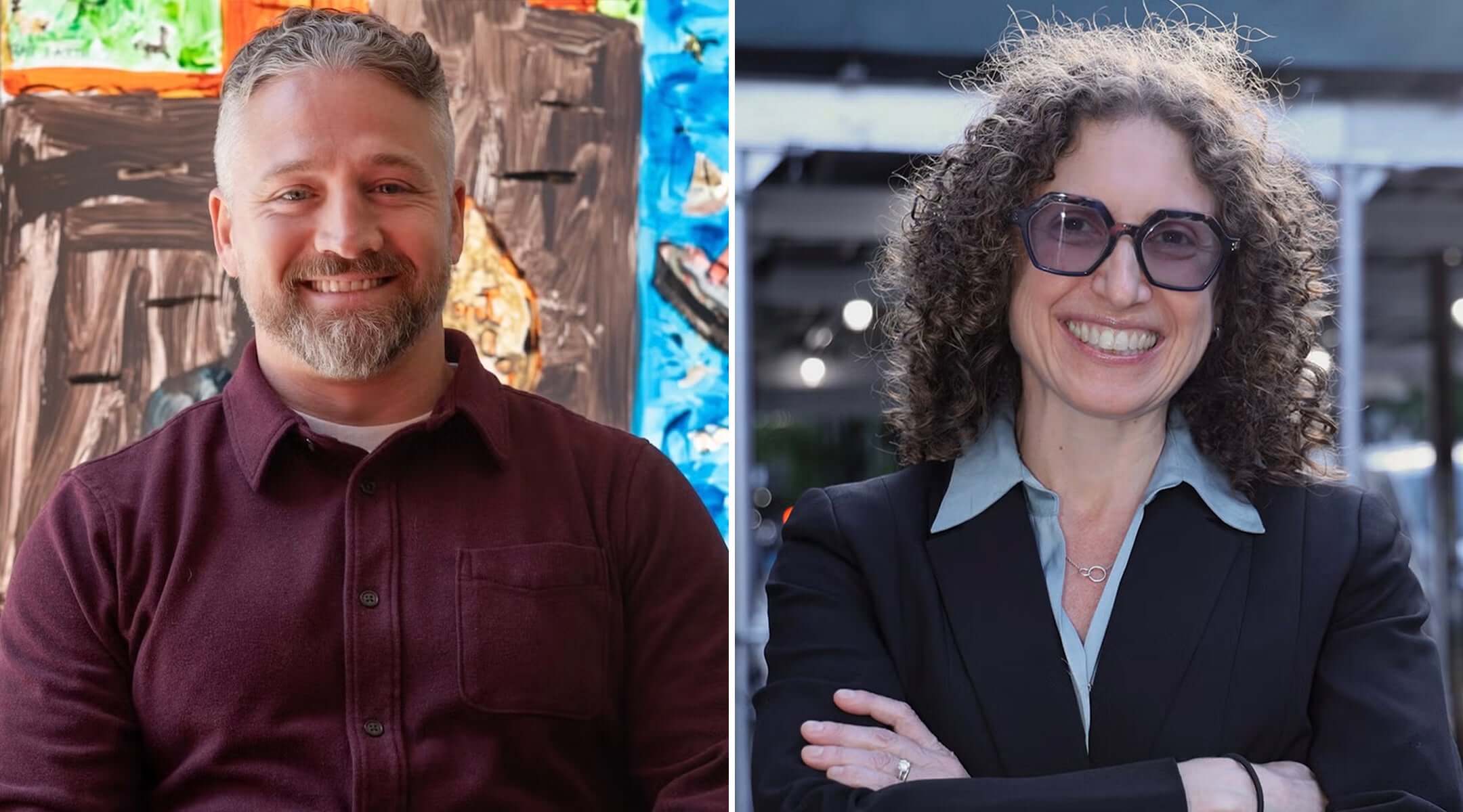 Public Defender Eli Northrup (left) and Rabbi Stephanie Ruskay face off on Tuesday. (Photo by Joseph Strauss and courtesy photo.)