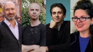 The four finalists for the 2026 Sami Rohr Prize are, from left, Shaul Kelner, Amir Tibon, Jordan Salama and Laura Hobson Faure. (Anne Rayner, Ofir Berman, Becky Hale, Patrick Clavier/Archives de Paris)
