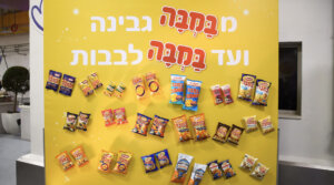 View of posters at the Bamba factory of the Osem corporation in Kiryat Gat, Israel, Feb. 19, 2019.