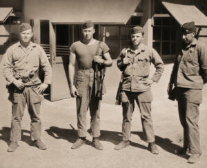 The author's father (second from left) when he served in the Marines.