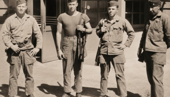 The author's father (second from left) when he served in the Marines.