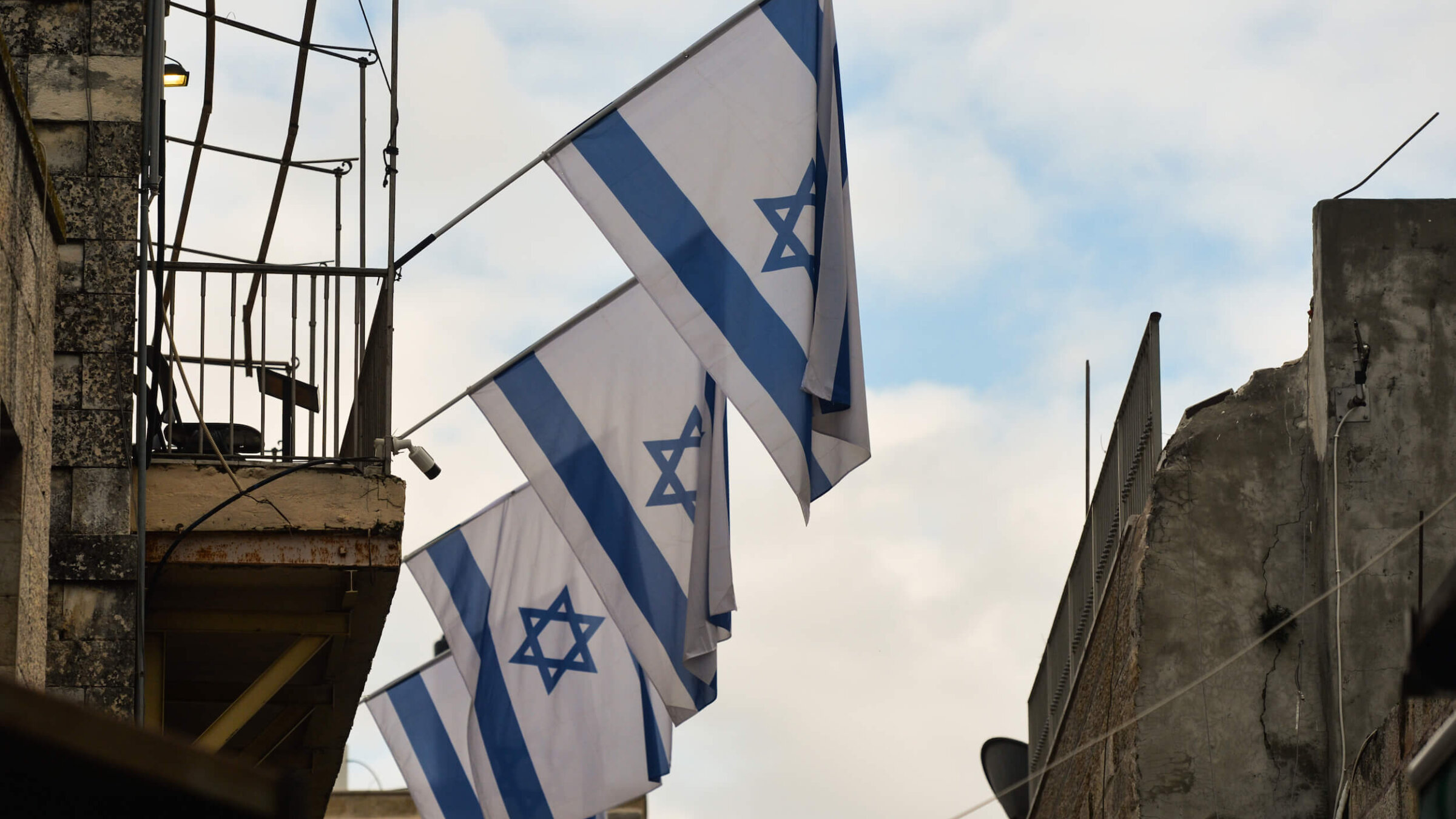 Israeli flags in Jerusalem.