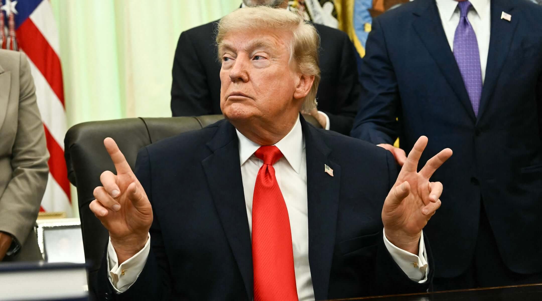 President Donald Trump speaks before signing a proclamation in the Oval Office of the White House in Washington, DC, on June 11, 2026.